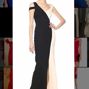 BCBGMaxaria Color Blocked Cold Shoulder Gown size 0